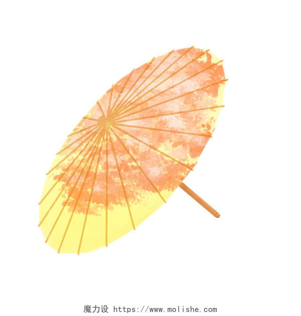 黄色手绘古风油纸伞雨伞伞元素PNG素材